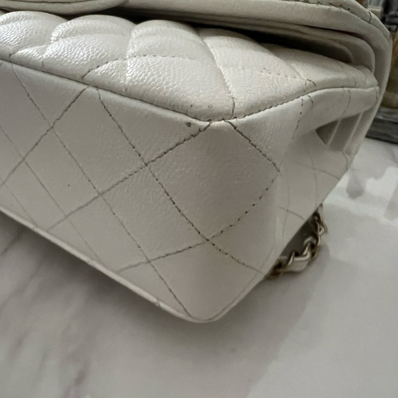 White Chanel Small Classic Flap with Gold Hardware - Picture 8 of 11